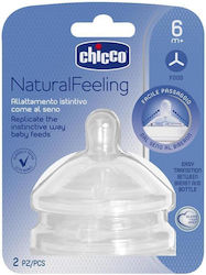 Chicco Natural Feeling Baby Bottle Teat of Silicone Food Flow for 6+ months 2τμχ