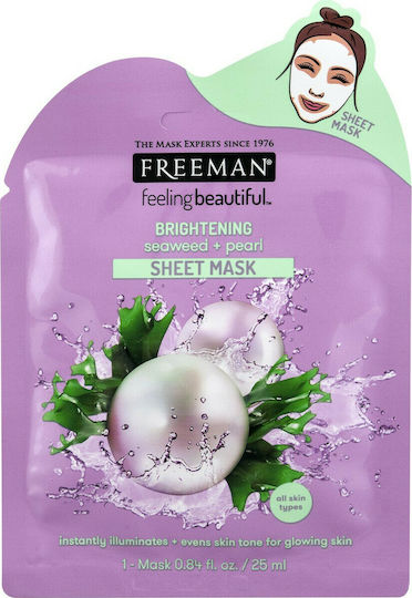 Freeman FeelingBeautiful Seaweed & Pearl Sheet Μάσκα Προσώπου για Λάμψη 25ml