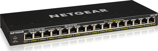 NetGear GS316P-100PES Unmanaged L2 Switch with 16 Gigabit (1Gbps) Ethernet Ports