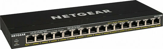 NetGear GS316PP-100EUS Неуправляем L2 PoE Switch с 16 Портове Гигабитови (1Gbps) Ethernet