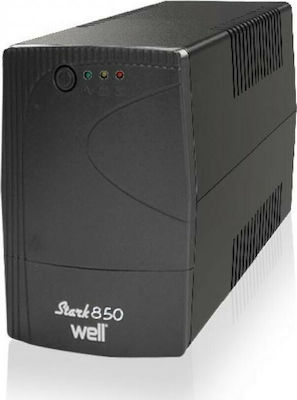 Well Stark 850 UPS Line-Interactive 850VA 480W με 2 Schuko Πρίζες