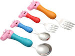 Baby Set with Fork Peppa Pig made of Metal Multicolour 4pcs