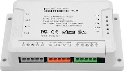 Sonoff 4CH R2 Smart Ενδιάμεσος Διακόπτης Wi-Fi σε Λευκό Χρώμα