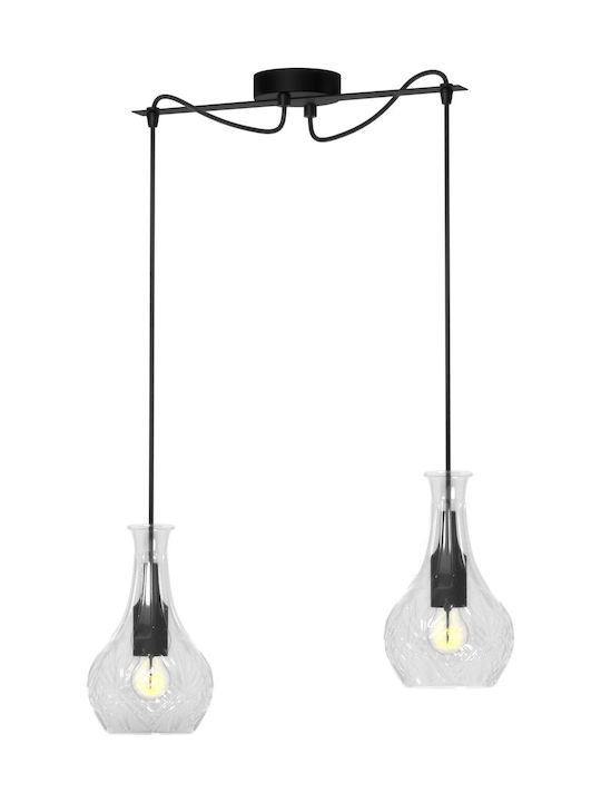 Alphab2b Pendant Light Two-Light Rail for Socket E27 Black