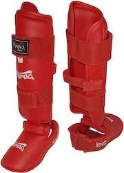 Olympus Sport WKF Style Shin Guards Adults Red