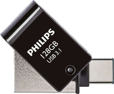 Philips 2-in-1 128GB USB 3.1 Stick mit Verbindung USB-C Schwarz