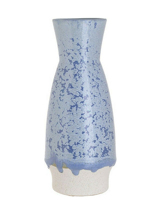 Inart Ceramic Vase Μπλε 12x12x30cm