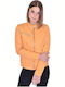 Women's Short Biker Artificial Leather Jacket for Winter Yellow