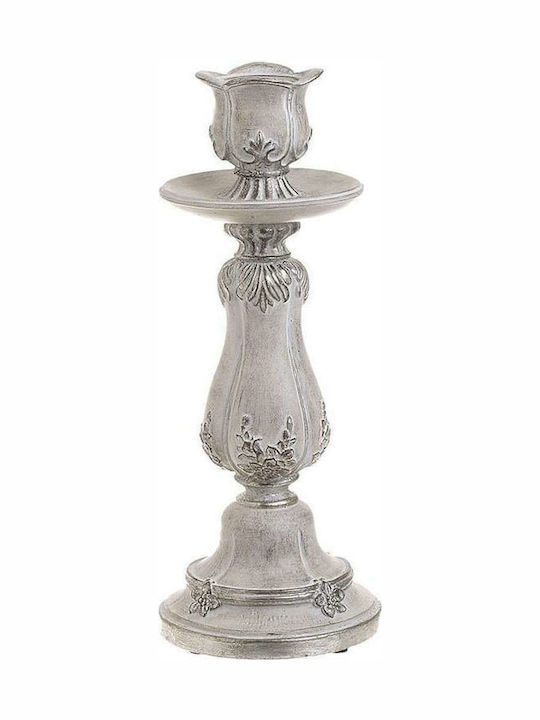 Inart Candle Holder Polyresin in Gray Color 9.5x9.5x24cm 1pcs