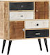 Chest of Drawers of Solid Wood with 6 Drawers Multicolour 70x30x78cm