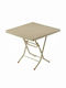 Outdoor Dinner Foldable Table with Rattan Surface and Metal Frame Beige 80x80x73cm