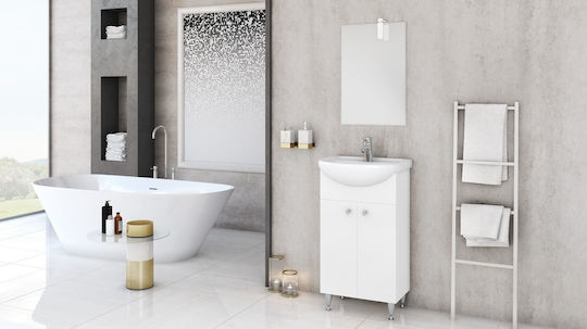 Drop Olympus Countertop with Sink & Mirror L44xW28xH80cm White Drop Olympus Countertop with Sink & Mirror L44xW28xH80cm White
