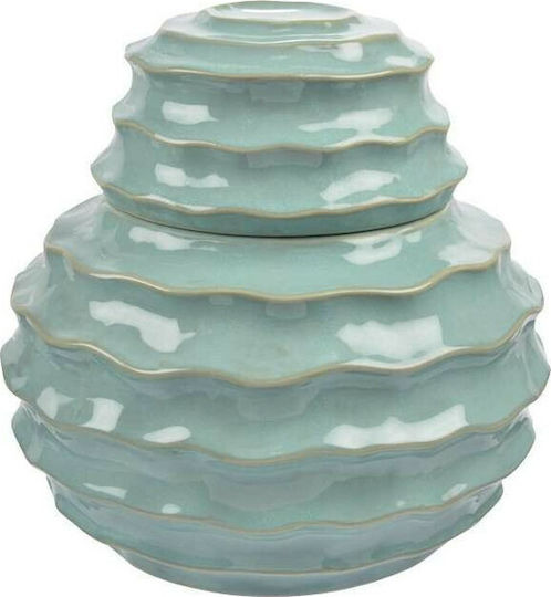 Art et Lumiere Decorative Vase Ruffles Turquoise 17x17x18cm