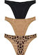 Βαμβακερά Women's Slip 3Pack Black/Beige/Leopard