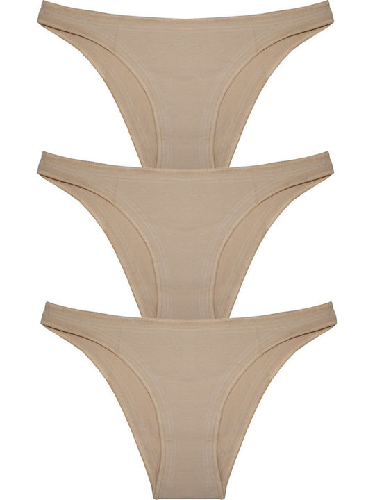 Helios Βαμβακερά Γυναικεία Slip 3Pack Μπεζ