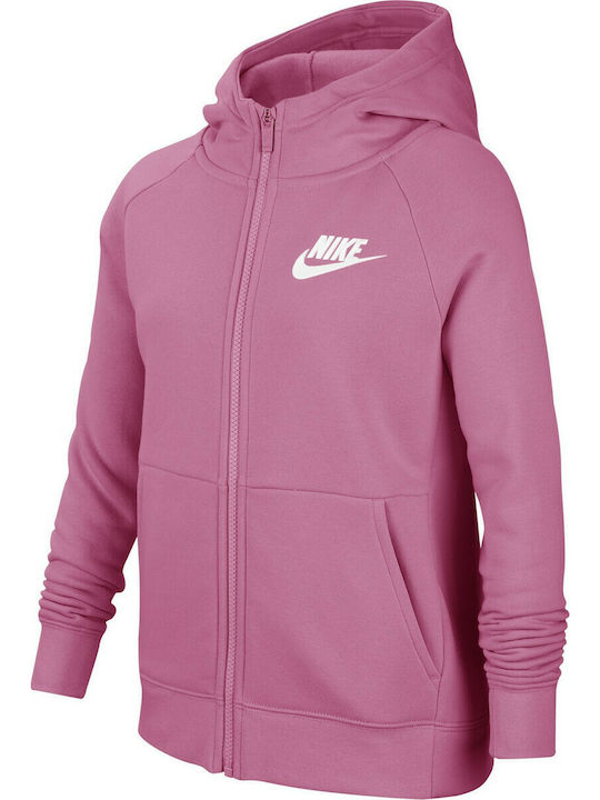 Nike Αθλητική Παιδική Ζακέτα Φούτερ με Κουκούλα για Κορίτσι Ροζ Sportswear