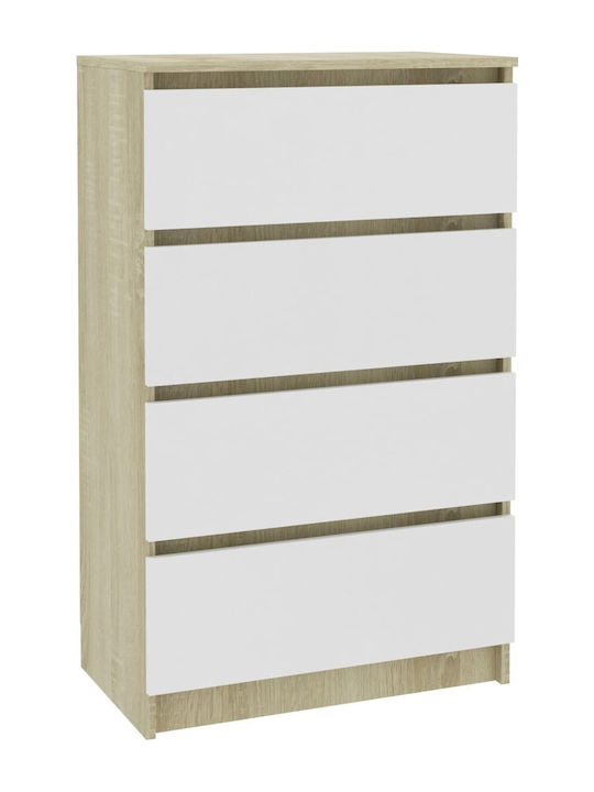 Wooden Chest of Drawers with 4 Drawers White 60...