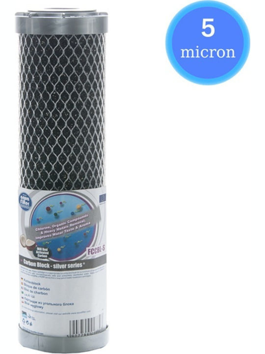 Aqua Filter Ανταλλακτικό Φίλτρο Νερού Άνω και Κάτω Πάγκου από Ενεργό Άνθρακα 10" FCCBL-S 5 μm