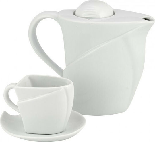 WM Collection Teeset mit Tasse aus Porzellan Weiß 1350ml 9Stück