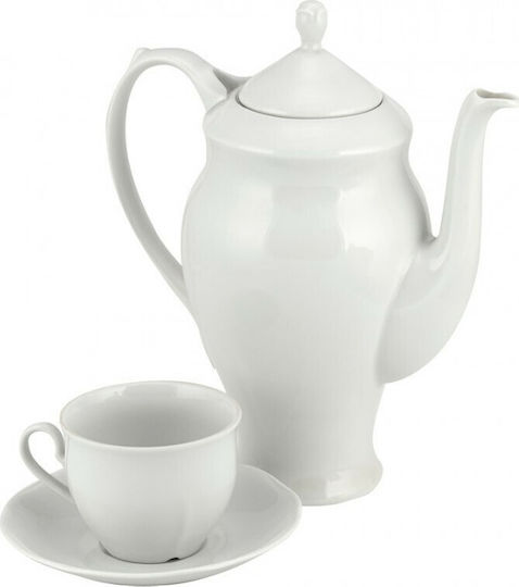 WM Collection Athens Teeset mit Tasse aus Porzellan Weiß 1350ml 9Stück