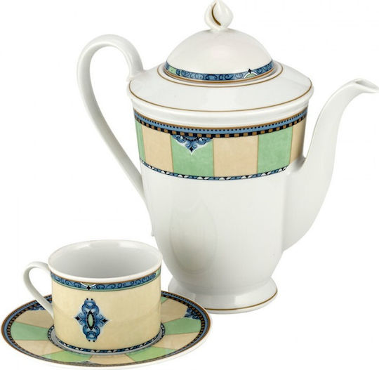 WM Collection Σετ Τσαγιού με Κούπα από Πορσελάνη Λευκή 1350ml 9τμχ