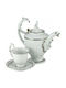 WM Collection Tea Set with Cup Porcelain Silver 1350ml 9pcs
