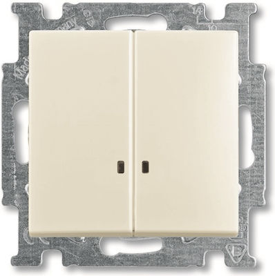 Abb Basic55 Recessed Electrical Lighting Wall Switch no Frame Basic Aller Retour Illuminated Ecru