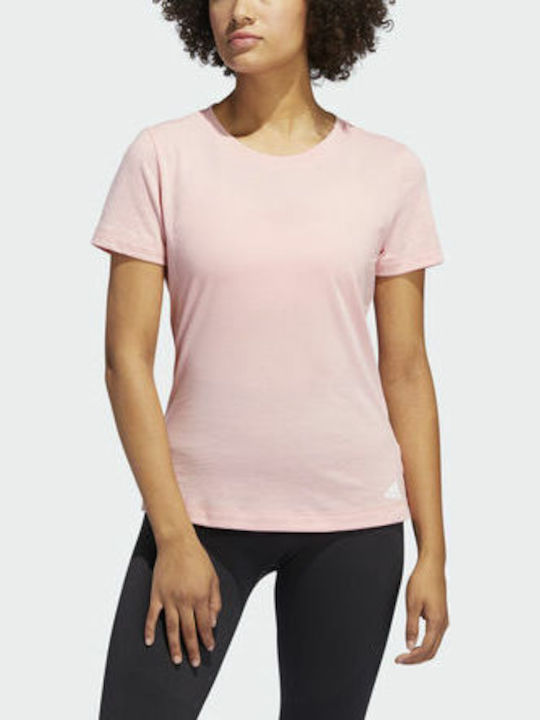 Adidas Prime Women's Athletic Cotton Blouse Short Sleeve Glory Pink