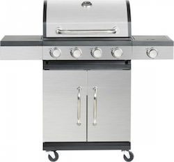 Bormann BBQ5000 Gas Grill Cast Iron Grate 60cmx36cmcm. with 4 Grills 13.7kW and Side Burner