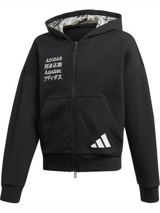 adidas Athletic Kids Cardigan with Hood Black The Pack Cover-Up