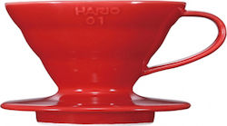 Hario V60 01 Капкомер за кафе Керамика Червен 119x100x82мм