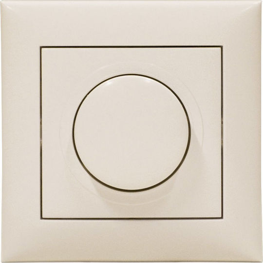 Multi Χωνευτός Διακόπτης Dimmer με Πλαίσιο Κλασικός Περιστροφικός 1000W σε Μπεζ Χρώμα