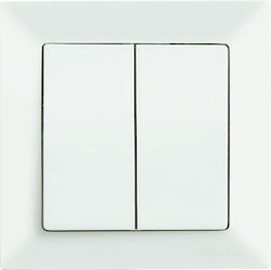 Eurolamp Recessed Electrical Lighting Wall Switch with Frame Basic White 152-12002