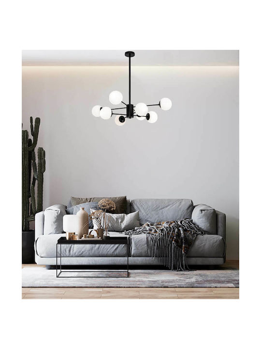 Viokef Anouk Hängelampe Schwarz Kugel für 8 Lampen G9 90x80x80cm.
