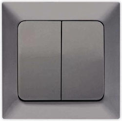 Eurolamp Recessed Electrical Lighting Wall Switch with Frame Basic Smoked 152-12302