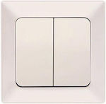 Eurolamp Recessed Electrical Lighting Wall Switch with Frame Basic Aller Retour White