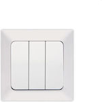 Eurolamp Recessed Electrical Lighting Wall Switch with Frame Basic White