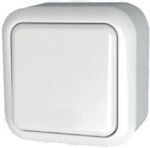 Geyer IP20 External Electrical Lighting Wall Switch with Frame Basic Aller Retour White H3-A120M