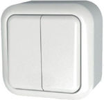 Geyer IP20 External Electrical Lighting Wall Switch with Frame Basic White H3-A210M