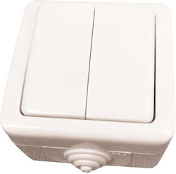 Eurolamp External Electrical Lighting Wall Switch with Frame Basic White 147-12212