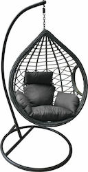 Madrid Rattan Swing Nest with Stand Grey with 230kg Maximum Weight Capacity L105xW105xH197cm