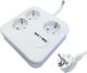Spot Light Bandă de alimentare 3 Prize cu 2 USB-A și Cablu 1.4m