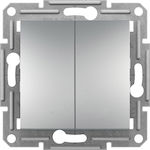 Schneider Electric Asfora Recessed Electrical Lighting Wall Switch no Frame Basic Aluminium EPH0300161