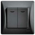 Lineme Recessed Electrical Lighting Wall Switch no Frame Basic Aller Retour Illuminated Black 50-00106-2