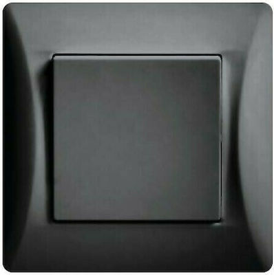 Lineme Recessed Electrical Lighting Wall Switch no Frame Basic Medium Aller Retour Black 50-00132-2