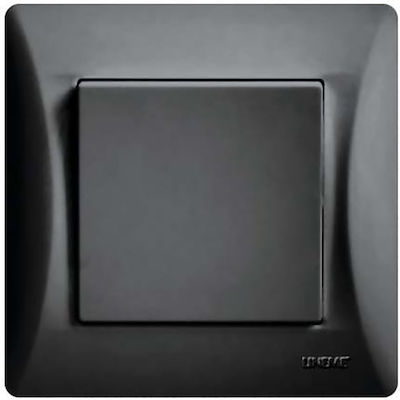 Lineme Recessed Electrical Lighting Wall Switch with Frame Basic Aller Retour Black