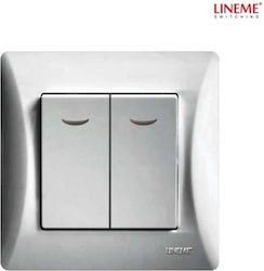 Lineme Χωνευτός Διακόπτης Τοίχου Διπλός με Πλαί...