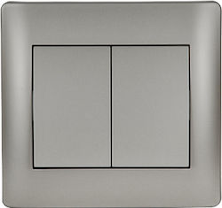 Elmark Rhyme Recessed Wall Switch Lighting Two-Way with Frame Aller Retour Grey Metallic