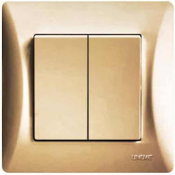 Lineme Recessed Electrical Lighting Wall Switch with Frame Basic Gold 50-00103-9