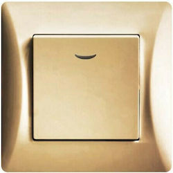 Lineme Recessed Electrical Lighting Wall Switch with Frame Basic Aller Retour Gold 50-00105-9